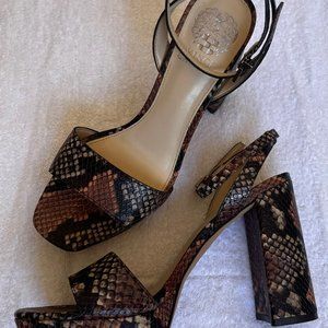 Snake Skin Sandals with Block Heels